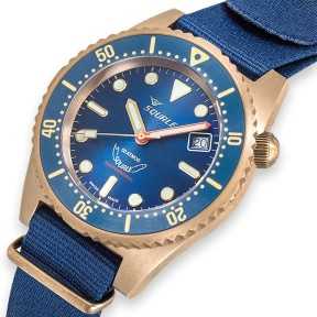 Squale 1521BRONBL.NB20 Automatic Blue Dial Bronze Case 500M Men's Diver Watch - Made in Switzerland