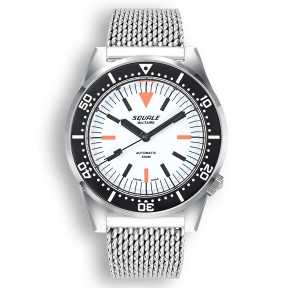 Squale 1521 Full Luminous Militaire Mesh 1521FUMIWT.ME20 Automatic White Dial 500M Men's Diver Watch - Made in Switzerland