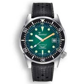 Squale 1521 Green Ray Rubber 1521PROFGR.HT Green Dial Stainless Steel Case 500M Diver Men's Watch - Made in Switzerland