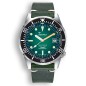 Squale 1521 Green Ray 1521PROFGR.PVE Green Dial Stainless Steel Case Leather Strap 500M Diver Men's Watch - Made in Switzerland