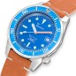Squale Ocean Leather 1521OCN.PC Blue Dial Stainless Steel Leather Strap 500M Diver Men's Watch - Made in Switzerland