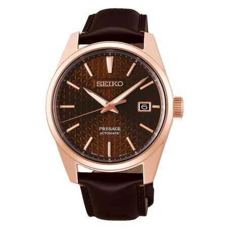 Seiko Presage Sharp Edged Series SPB170J1 Automatic Brown Dial Rose Gold Tone Case Men's Watch - Made in Japan