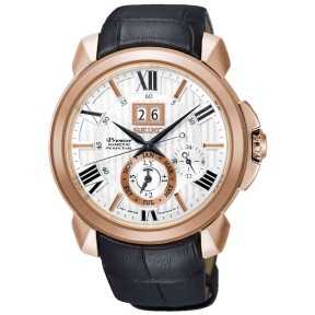 Seiko Premier SNP150P1 Kinetic Perpetual Calendar White Dial Rose Gold Tone Stainless Steel Men's Watch