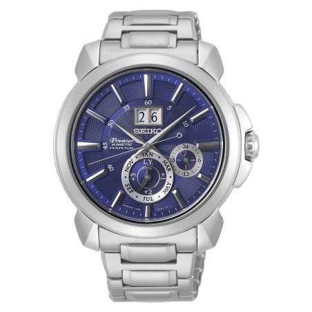 Seiko Premier SNP161P1 Kinetic Perpetual Calendar Blue Dial Stainless Steel Men's Watch