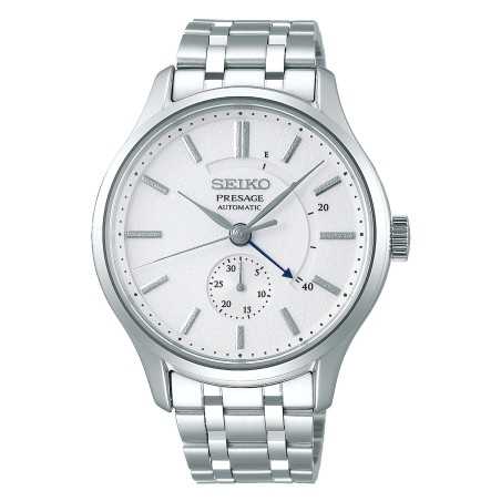 Seiko Presage SSA395J1 Zen Garden 29 Jewels Automatic White Dial Power Reserve Indicator Stainless Steel Men's Watch