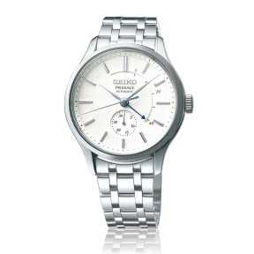 Seiko Presage SSA395J1 Zen Garden 29 Jewels Automatic White Dial Power Reserve Indicator Stainless Steel Men's Watch