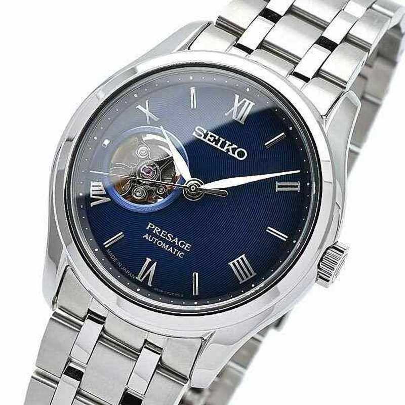 Seiko Presage SSA411J1 Open Heart Skeleton 4R38 24 Jewels Automatic Blue Dial Men's Watch - Made in Japan