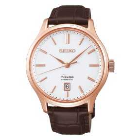 Seiko Presage SARY142 SRPD42J1 Zen Garden Automatic White Dial Stainless Steel Case Dark Brown Leather Strap Men's Watch