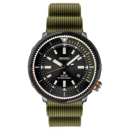 Seiko Prospex Tuna Street Series SNE547P1 Solar Black Dial Stainless Steel Case Silicone Strap 200M Men's Diver Watch