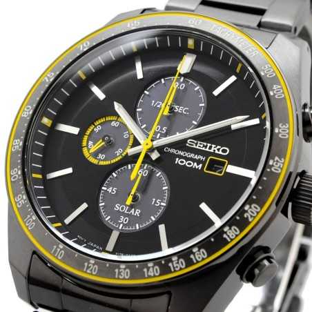 Seiko SSC723P1 Solar Chronograph Black Dial Stainless Steel Men's Quartz Watch