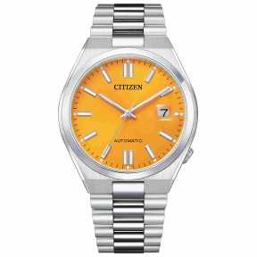 Citizen NJ0150-81Z Mechanical 21 Jewels Automatic Date Display Yellow/Orange Dial Stainless Steel Men's Watch