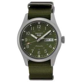 Seiko 5 Sports SRPG33K1 Field Collection 24 Jewels Automatic Green Dial Stainless Steel Case Nylon Strap Men's Watch