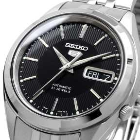 Seiko 5 SNKL23K1 SNKL23 Automatic 21 Jewels Black Dial Stainless Steel Men's Watch