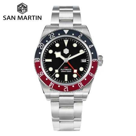 San Martin SN0109-G GMT NH34 Automatic 316L Stainless Steel 39mm 10 ATM Men's Sport Watch