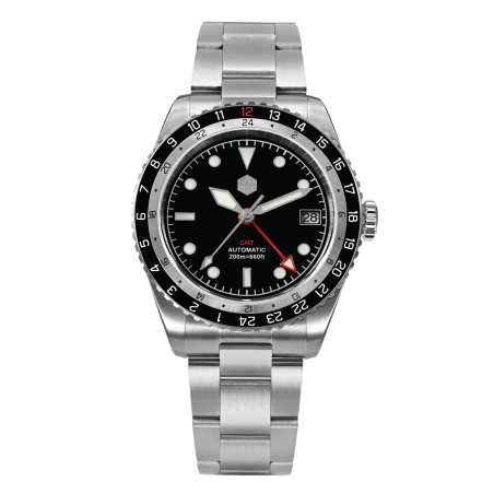 San Martin SN0112-G GMT 24 Jewels Automatic 316L Stainless Steel 38mm 20 ATM Men's Diver Watch