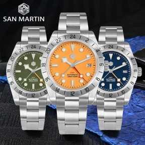 San Martin SN0054-G-C BB GMT Automatic 316L Stainless Steel 39mm 10ATM Sport's Watch