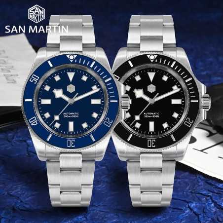San Martin SN0111-G-B Automatic Black / Blue Dial 316L Stainless Steel 40mm 30ATM Men's Diver Watch