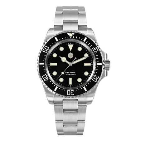 San Martin SN0111-G-A Automatic Enamel Black Dial 316L Stainless Steel 40mm 30ATM Men's Diver Watch