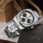 San Martin SN0026-G-JS VK63 Quartz White Panda Dial Chronograph 316L Stainless Steel 39.5mm 10ATM Men's Sport Watch