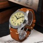 San Martin SN0108-G Military Style 24 Jewels Automatic 316L Stainless Steel Case Leather Strap 38.5mm 10 ATM Pilot Watch