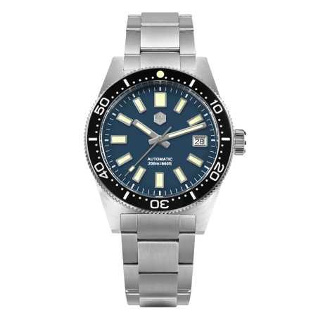 San Martin SN0007-G-B 62MAS 24 Jewels Automatic Enamel Dial Date Display 316L Stainless Steel 39mm 20ATM Men's Diver Watch