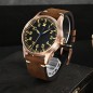 San Martin SN0117-Q Automatic Black Dial CuSn8 Bronze Case Brown Leather Strap 41mm 10ATM Men's Pilot Watch