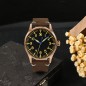 San Martin SN0117-Q Automatic Black Dial CuSn8 Bronze Case Brown Leather Strap 41mm 10ATM Men's Pilot Watch