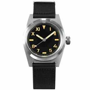 San Martin SN031-G 24 Jewels Automatic 316L Stainless Steel Case Nylon Strap 38mm 20ATM Men's Military Pilot Watch