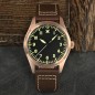 San Martin SN0030-Q V2 YN55A 22 Jewels Automatic Black Dial Bronze Case Leather Strap 39mm 20ATM Men's Pilot Watch