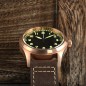 San Martin SN0030-Q V2 YN55A 22 Jewels Automatic Black Dial Bronze Case Leather Strap 39mm 20ATM Men's Pilot Watch