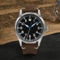 San Martin SN0117-G Automatic Black Dial 316L Stainless Steel Case Brown Leather Strap 41mm 10ATM Men's Pilot Watch