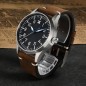 San Martin SN0117-G Automatic Black Dial 316L Stainless Steel Case Brown Leather Strap 41mm 10ATM Men's Pilot Watch