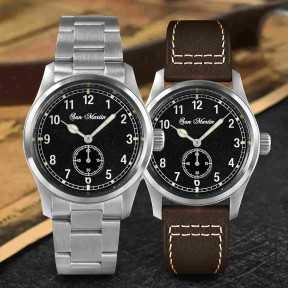 San Martin SN034-G3 RONDA 6004 Quartz Black Dial 316L Stainless Steel Case 37mm 20ATM Men's Pilot Watch