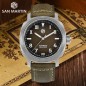 San Martin SN0065-G 22 Jewels Automatic Brown Dial 316L Stainless Steel Case Leather Strap 40mm 10ATM Men's Watch