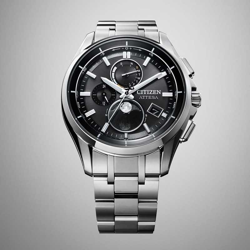 Citizen Attesa By1001-66e Moon Phase Eco-drive Atomic Solar Men's Sport 