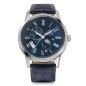 Orient Classic RN-AK0004L Automatic Mechanical SUN & MOON Blue Dial Day & Date Display Stainless Steel Case Leather Strap Watch