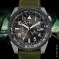 Citizen Promaster Nighthawk BJ7138-04E Eco-Drive Black Dial Date Display Stainless Steel Case Leather Strap Men's Watch