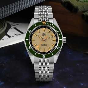 San Martin SN0115 24 Jewels Automatic Brown Dial 316L Stainless Steel 39.5mm 20ATM Men's Diver Watch