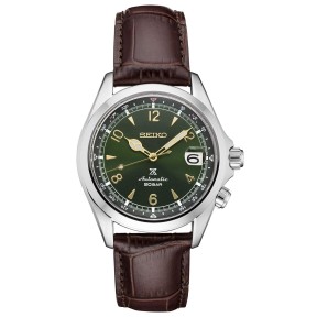 Seiko Prospex Alpinist SBDC091 SPB121J1 24 Jewels Automatic Green Dial Dark Brown Leather Strap Men's Watch