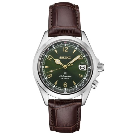 Seiko Prospex Alpinist SBDC091 SPB121J1 24 Jewels Automatic Green Dial Dark Brown Leather Strap Men's Watch