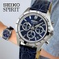 Seiko Spirit SBTR019 Blue Dial Chronograph Stainless Steel Case Blue Leather Strap Men's Quartz Watch