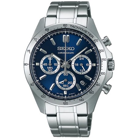 Seiko Spirit SBTR011 Blue Dial Chronograph Stainless Steel Case and Strap Men's Quartz Watch
