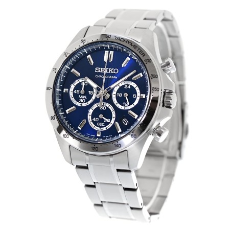 Seiko Spirit SBTR011 Blue Dial Chronograph Stainless Steel Case and Strap Men's Quartz Watch