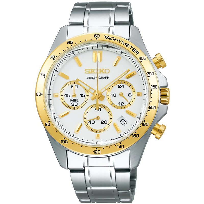 Seiko Spirit SBTR024 White Dial Chronograph Stainless Steel Case and Strap Men's Quartz Watch