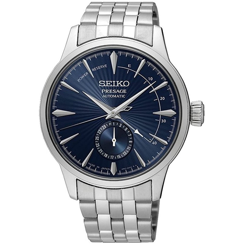 Seiko Presage SSA347J1 Cocktail Time "BLUE MOON" Automatic Blue Textured Dial Stainless Steel Strap JAPAN MADE Watch