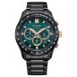 Citizen Future Force Series CA4536-86X Eco-Drive Green Dial Date Display Chronograph IP Black Stainless Steel Men's Watch