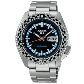 Seiko 5 Sports SRPK67 Automatic Matte Black Dial Black & White "CHECKER FLAG" SPECIAL EDITION Men's Watch