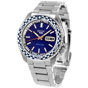 Seiko 5 Sports SRPK65 Automatic Sunburst Blue Dial Petrol Blue "CHECKER FLAG" SPECIAL EDITION Men's Watch