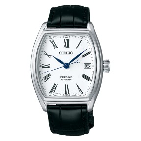 Seiko Presage Enamel Tonneau SARX051 SPB049J1 Automatic White Dial Date Display Men's Watch