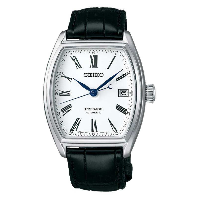 Seiko Presage Enamel Tonneau SARX051 SPB049J1 Automatic White Dial Date Display Men's Watch